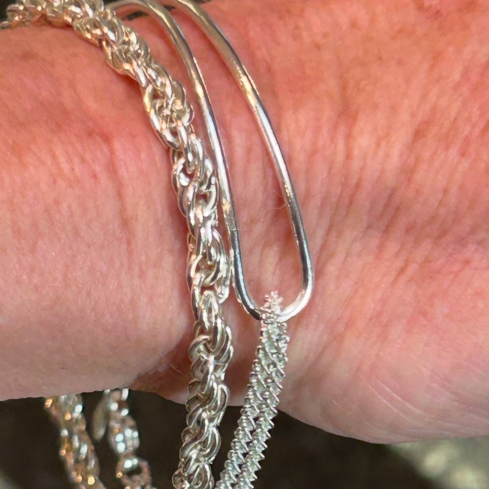 Licol Bracelet Italy .925 Silver Mixed Tubular + Chain Style - Picture 7 of 15